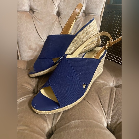 Liz Claiborne Navy Hemp Wedge size 8.5 - Picture 2 of 8